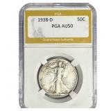 1938-D Walking Liberty Half Dollar PGA AU50