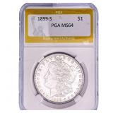 1899-S Morgan Silver Dollar PGA MS64