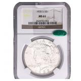 1935-S CAC Morgan Silver Dollar NGC MS61