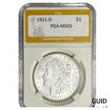 1921-D Morgan Silver Dollar PGA MS65