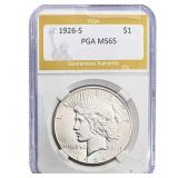 1926-S Silver Peace Dollar PGA MS65