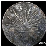 1893 Mexico Silver 8 Reales Chopmarks NEARLY UNCIR