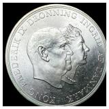 1960 Denmark Silver 5 Koroner CLOSELY UNCIRCULATED