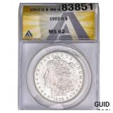1902-O Morgan Silver Dollar ANACS MS62
