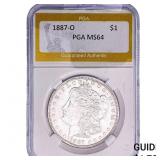 1887-O Morgan Silver Dollar PGA MS64