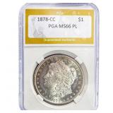 1878-CC Morgan Silver Dollar PGA MS66 PL