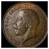 1919 Great Britian Copper 1 Penny CLOSELY UNCIRCUL