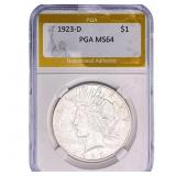1923-D Silver Peace Dollar PGA MS64