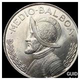 1962 Panama Silver Half Balboa  UNCIRCULATED