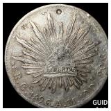 1896 Mexico Silver 8 Reales Chopmarks NEARLY UNCIR
