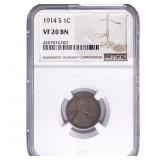 1914-S Wheat Cent NGC VF20 BN
