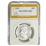 1957 Franklin Half Dollar PGA PF65 CAM