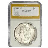1891-S Morgan Silver Dollar PGA MS65