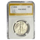 1936 Walking Liberty Half Dollar PGA MS65