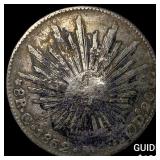 1862 Mexico Silver 8 Reales Chopmarks NEARLY UNCIR