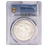 1934 Silver Peace Dollar PCGS MS63