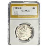 1858-O Seated Liberty Half Dollar PGA MS65