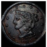 1857 Braided Hair Half Cent HIGH GRADE