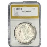 1898-S Morgan Silver Dollar PGA MS64