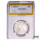 1859-O Seated Liberty Half Dollar PGA MS65
