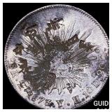 1873 Mexico Silver 8 Reales Chopmarks NEARLY UNCIR