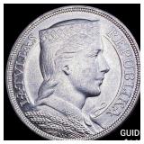 1931 Latvia Silver 5 Litai  CLOSELY UNCIRCULATED