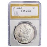 1885-O Morgan Silver Dollar PGA MS66