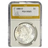 1888-O Morgan Silver Dollar PGA MS65
