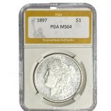 1897 Morgan Silver Dollar PGA MS64