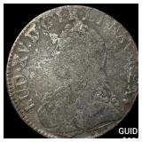 1727 Colonial France Silver 1 Ecu  CLOSELY UNCIRCU