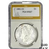 1881-CC Morgan Silver Dollar PGA MS67