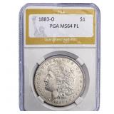 1883-O Morgan Silver Dollar PGA MS64 PL