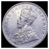 1920 British India Silver 1 Rupee .3438 ASW CLOSEL