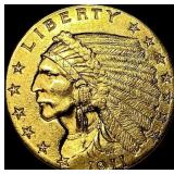 1911 Indian Head Gold $2.50 Quarter Eagle UNCIRCUL