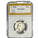 1938 Washington Silver Quarter PGA MS63