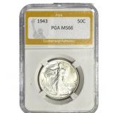 1943 Walking Liberty Half Dollar PGA MS66