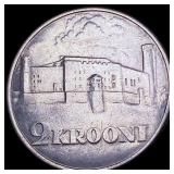 1930 Estonia Silver 2 Kroni CLOSELY UNCIRCULATED