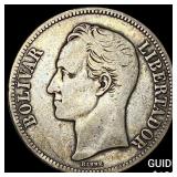 Venezuela 1 SIlver Bolivar 1935 CLOSELY UNCIRCULA