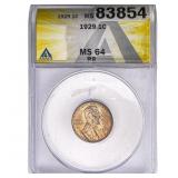 1929 Wheat Cent ANACS MS64 RB