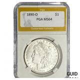 1890-O Morgan Silver Dollar PGA MS64