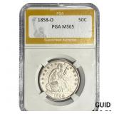 1858-O Seated Liberty Half Dollar PGA MS65