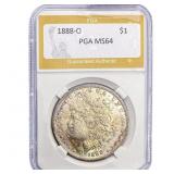 1888-O Morgan Silver Dollar PGA MS64