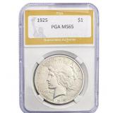 1925 Silver Peace Dollar PGA MS65