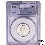 1936-S Washington Silver Quarter PCGS MS64