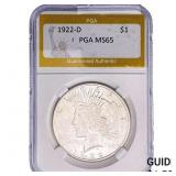 1922-D Silver Peace Dollar PGA MS65