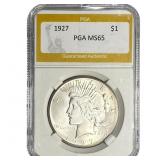 1927 Silver Peace Dollar PGA MS65