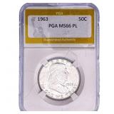 1963 Franklin Half Dollar PGA MS66 PL