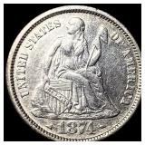 1874 Arrows Seated Liberty Dime CLOSELY UNCIRCULAT