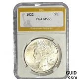 1922 Silver Peace Dollar PGA MS65