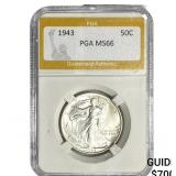 1943 Walking Liberty Half Dollar PGA MS66